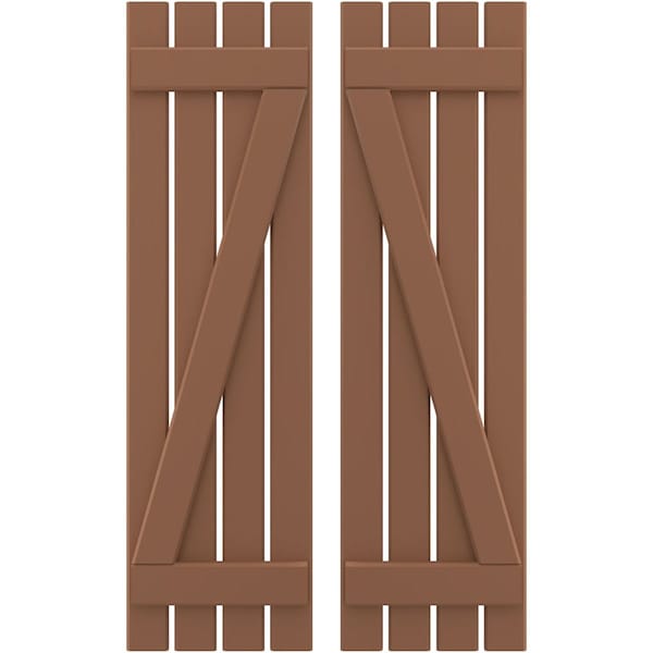 Ekena Millwork Americraft 4-Board (2 Batten) Wood Spaced Board-n-Batten Shutters w/ Z-Bar, ARW102SB415X77BTH, PR ARW102SB415X77BTH - main